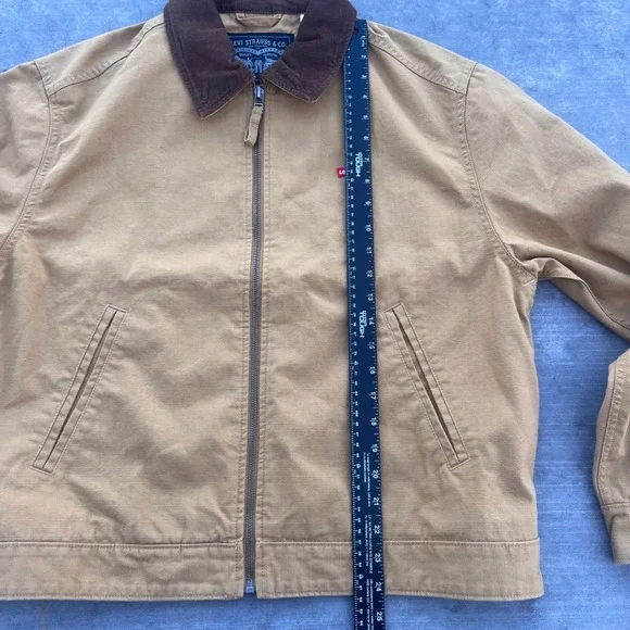 Levis Mens Tan Canvas Workwear Jacket Corduroy Collar Brown A1830-00005 Small - Picture 7 of 8